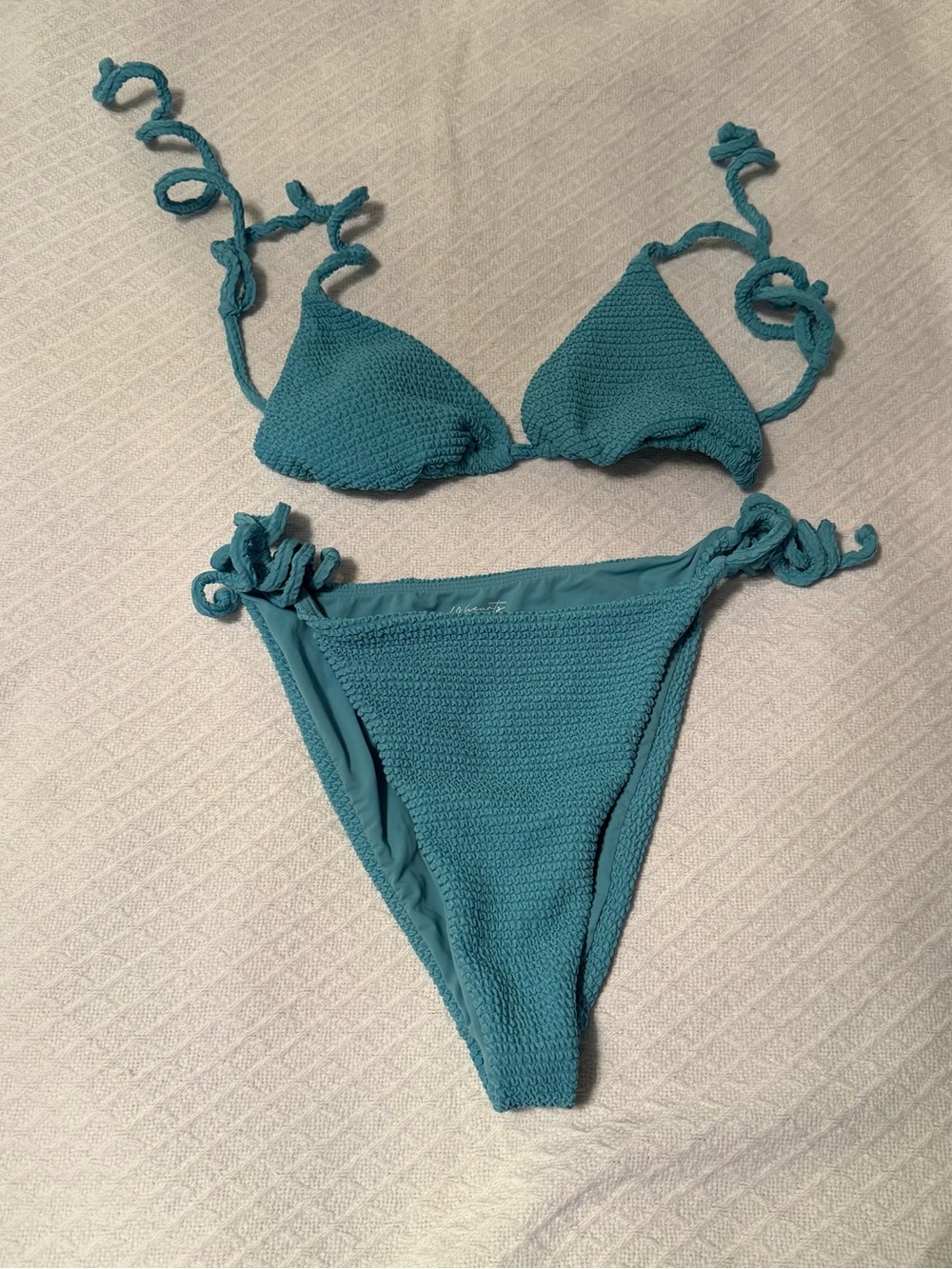 PacSun Teal Smocked Tie Bikini Set